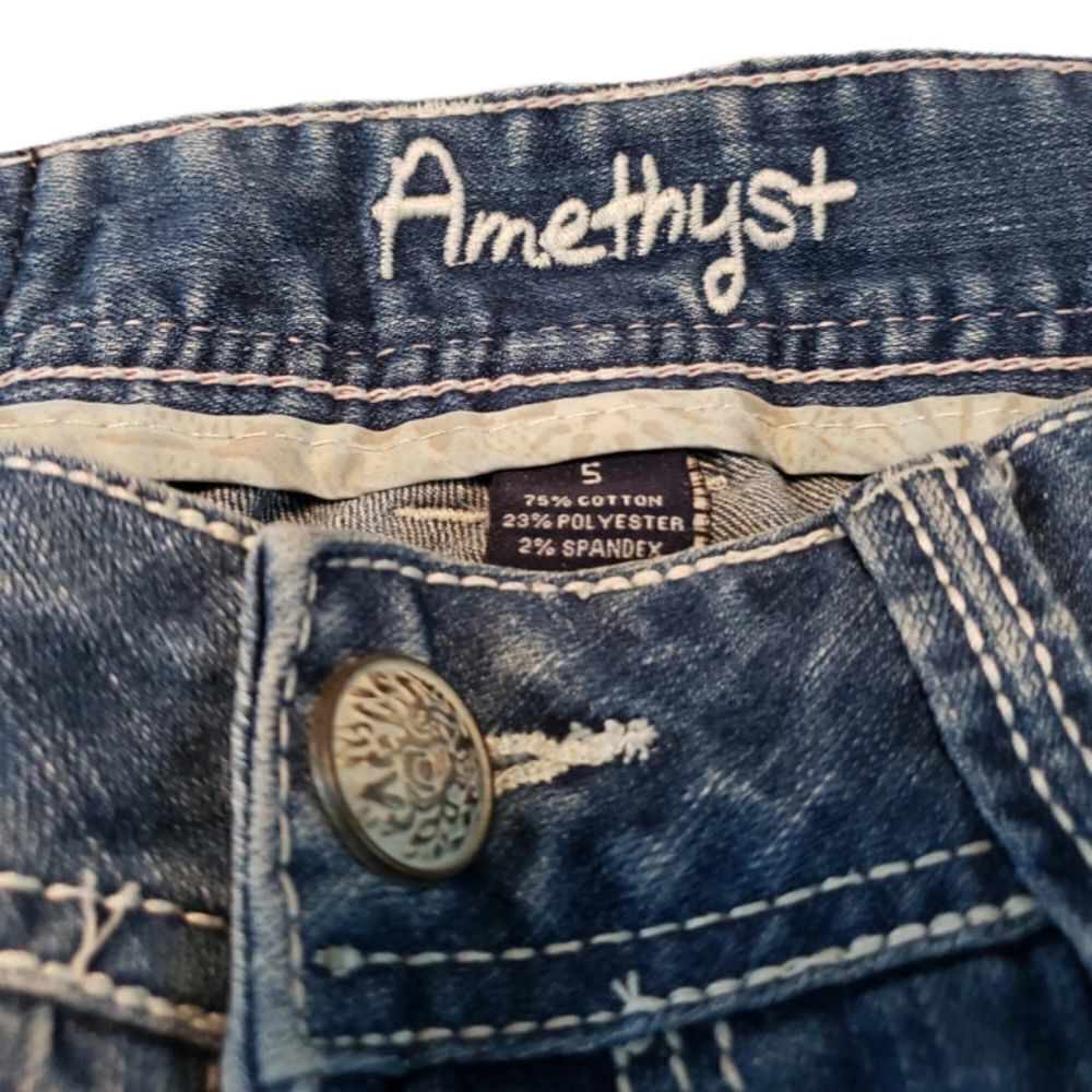 Amethyst Shorts Size Small Bermuda Shorts Blue Denim Shorts Cuffed Jean Shorts - Picture 7 of 8